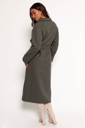 Violeta Tie Front Coat – Olive