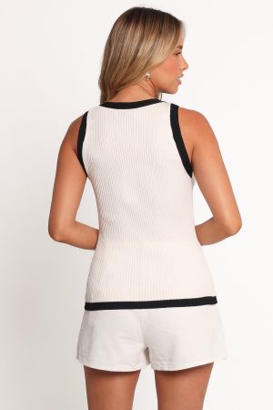 Virginia Knit Vest Top – White Black