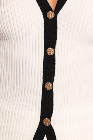 Virginia Knit Vest Top – White Black