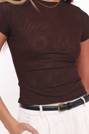 Vivian Mesh Tee – Brown