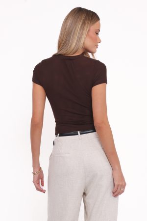 Vivian Mesh Tee – Brown