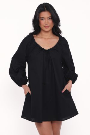 Walker Smock Mini Dress – Black