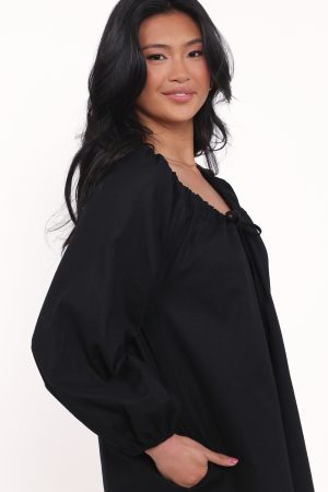 Walker Smock Mini Dress – Black