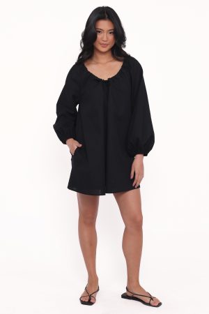 Walker Smock Mini Dress – Black