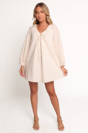 Walker Smock Mini Dress – Tan Swirl