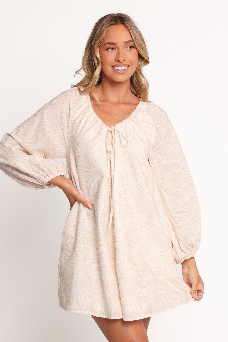 Walker Smock Mini Dress - Tan Swirl