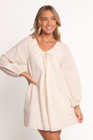 Walker Smock Mini Dress – Tan Swirl