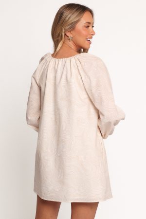 Walker Smock Mini Dress – Tan Swirl