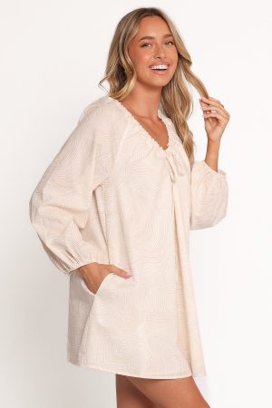 Walker Smock Mini Dress – Tan Swirl