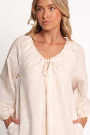 Walker Smock Mini Dress – Tan Swirl