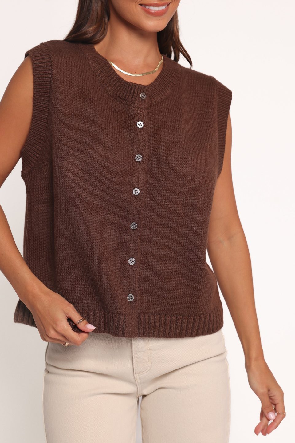 Weston Knit Vest - Dark Chocolate