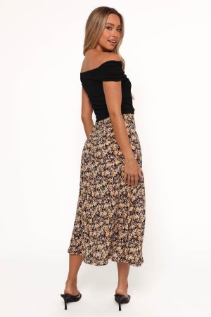 Willow Midi Skirt – Black Ditsy Floral