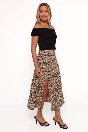 Willow Midi Skirt – Black Ditsy Floral