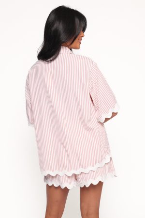 Wilson Short Set – Peach Stripe White