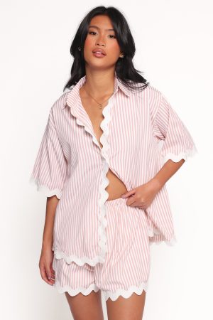 Wilson Short Set – Peach Stripe White