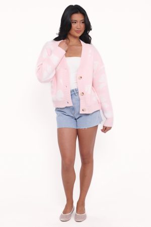 Wrenn Bow Knit Cardigan – Soft Pink