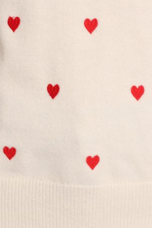 Xadie All Over Mini Heart Sweater – Cream/Red