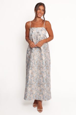 Yasmine Maxi Dress – Baby Blue Floral