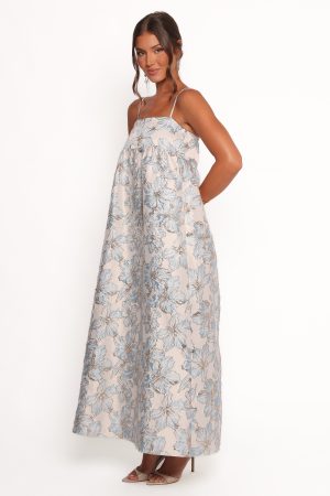 Yasmine Maxi Dress – Baby Blue Floral