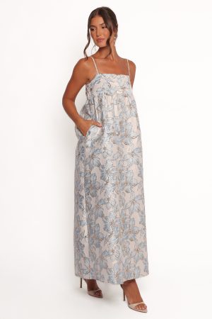 Yasmine Maxi Dress – Baby Blue Floral
