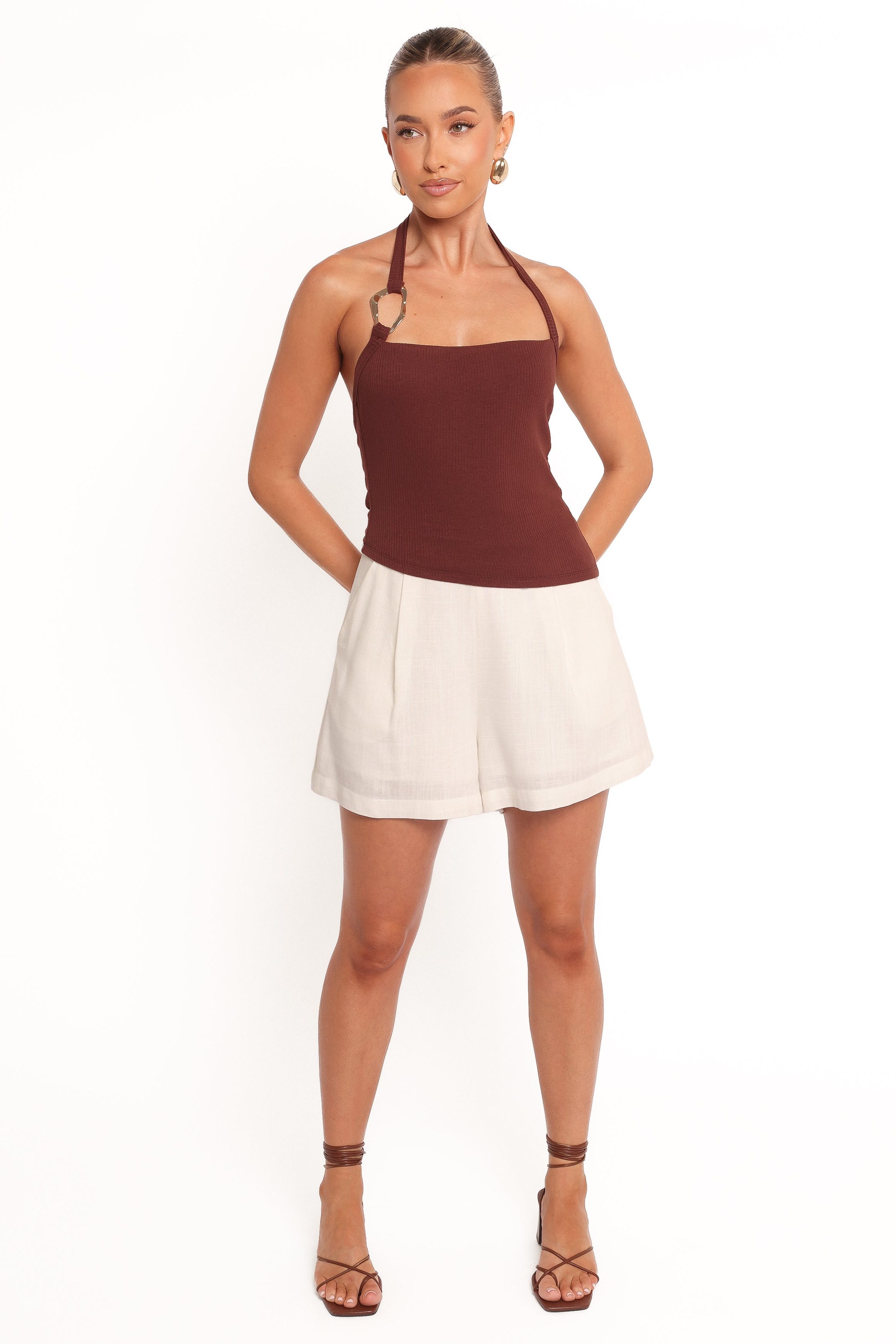 YulissaHalterKnitTop-ChocolateBrown_OlympiaShorts-White1-8