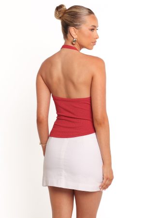 Yulissa Halter Knit Top – Red
