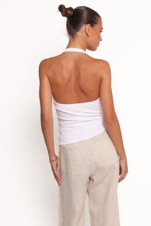 Yulissa Halter Knit Top – White