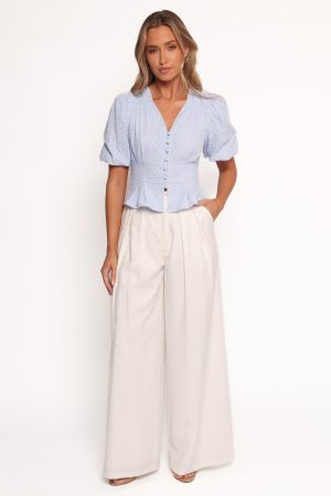 Yuva Eyelet Top – Cornflower Blue