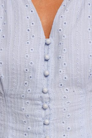 Yuva Eyelet Top – Cornflower Blue