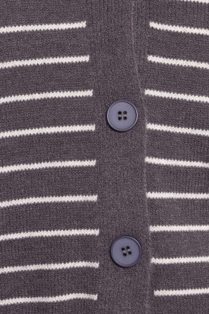 Zammy Lurex Strip Button Front Cardigan – Grey