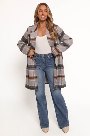 Zella Long Coat – Grey Multi