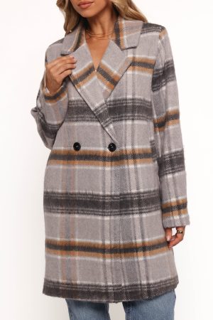 Zella Long Coat – Grey Multi