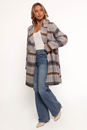 Zella Long Coat – Grey Multi
