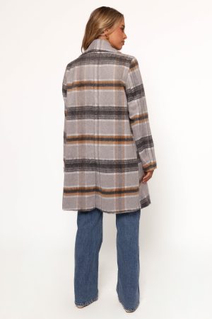 Zella Long Coat – Grey Multi