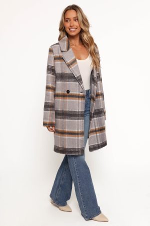 Zella Long Coat – Grey Multi