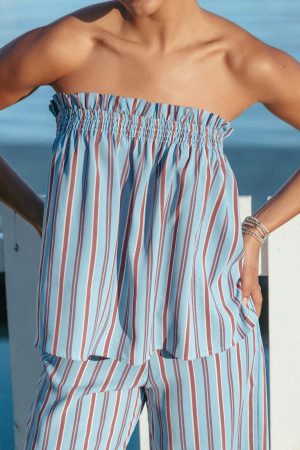 Zemira Strapless Top – Blue Stripe