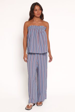 Zemira Strapless Top – Blue Stripe