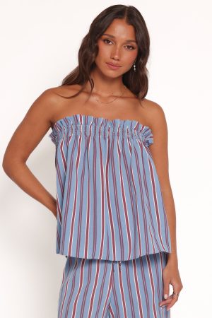 Zemira Strapless Top – Blue Stripe