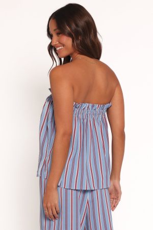 Zemira Strapless Top – Blue Stripe