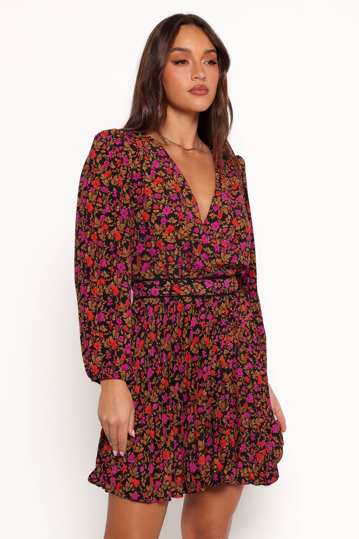 ZephyrLongSleeveMiniDress-BlackMagenta6-1-1