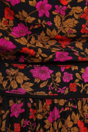 Zephyr Long Sleeve Mini Dress – Black Magenta