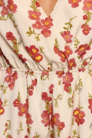 Zev Short Sleeve Romper – Ivory Floral