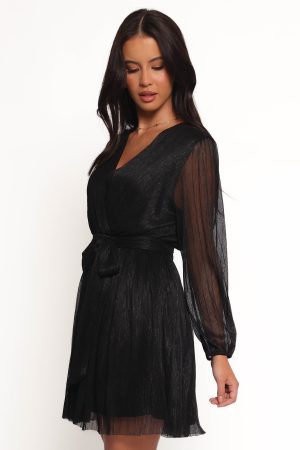 Zhara Long Sleeve Mini Dress – Black