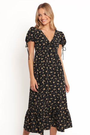 Zina Maxi Dress – Black Floral