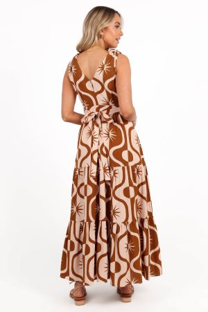 Zora Maxi Dress – Tan Print