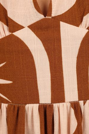 Zora Maxi Dress – Tan Print