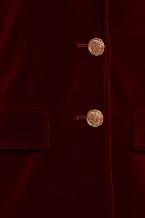 Zpya Single Button Velvet Blazer – Berry
