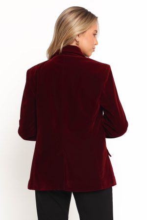 Zpya Single Button Velvet Blazer – Berry