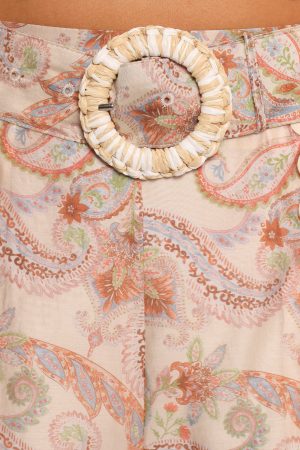 Davina Belted Shorts – Cream Multi