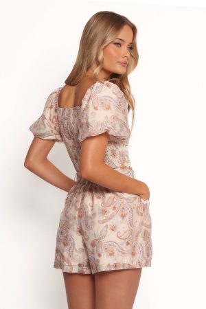 Davina Belted Shorts – Cream Multi